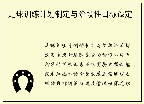足球训练计划制定与阶段性目标设定